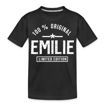 Emilie personalized tshirt first name emilie - Kids' Premium Organic T-Shirt - black - Front