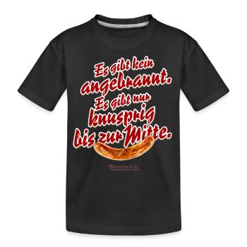 Grillen T-Shirt Spruch Knusprig bis zur Mitte - Kinder Premium Bio T-Shirt - Schwarz - Vorne