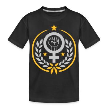 Lorbeerkranz Symbol Frauenrechte Faust - Kinder Premium Bio T-Shirt - Schwarz - Vorne