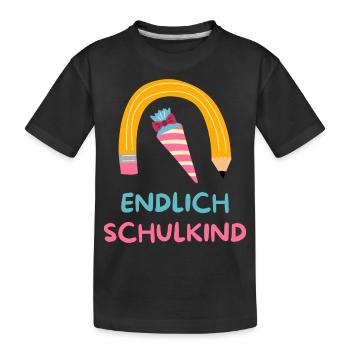 Schulkind Einschulung Schulanfang Erstklässler - Kinder Premium Bio T-Shirt - Schwarz - Vorne