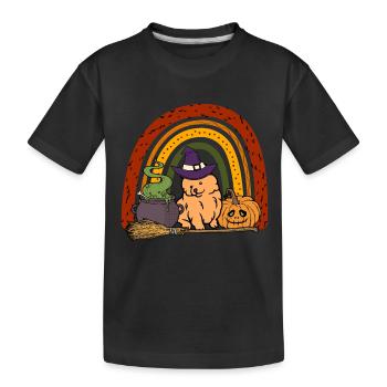 Cute Dwarf Spitz Halloween Costume Dog - Kids' Premium Organic T-Shirt - black - Front
