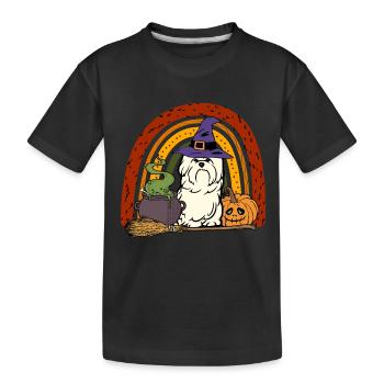 Mignon chien maltais d’Halloween - T-shirt bio Premium Enfant - noir - Devant