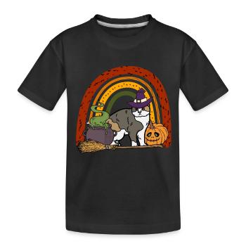Scottish Folding Ear Cat Halloween Cat - Kids' Premium Organic T-Shirt - black - Front