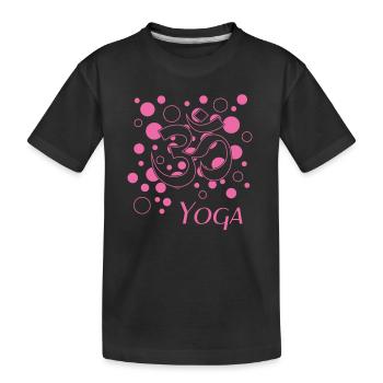 Yoga pinkes Design für Yogis - Kinder Premium Bio T-Shirt - Schwarz - Vorne