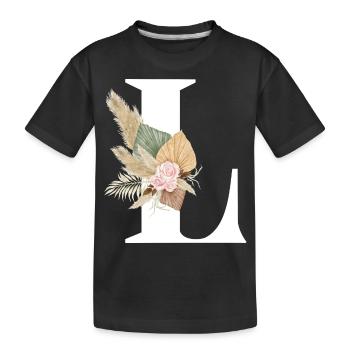lettre L fleuris - T-shirt bio Premium Enfant - noir - Devant