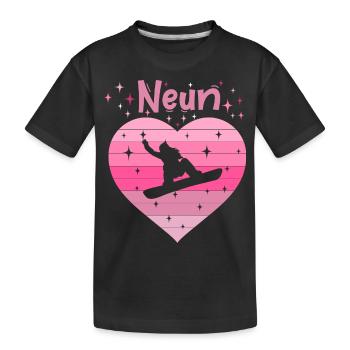9. Geburstag Snowboard Skiurlaub Mädchen Tochter - Kinder Premium Bio T-Shirt - Schwarz - Vorne