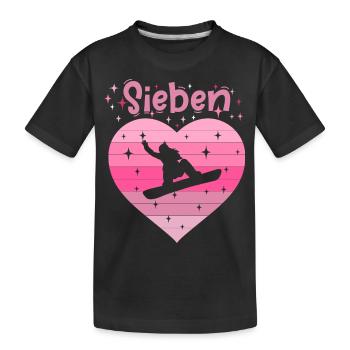 7. Geburstag Snowboard Skiurlaub Mädchen Tochter - Kinder Premium Bio T-Shirt - Schwarz - Vorne