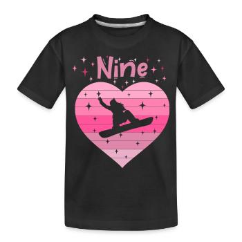 9. Geburstag Snowboard Skiurlaub Mädchen Tochter - Kinder Premium Bio T-Shirt - Schwarz - Vorne