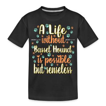 Hund Leben Liebe Hunderasse Basset Hound - Kinder Premium Bio T-Shirt - Schwarz - Vorne