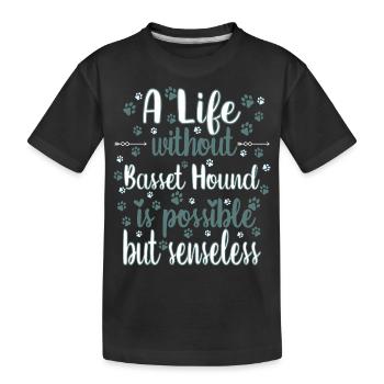 Hund Leben Liebe Hunderasse Basset Hound - Kinder Premium Bio T-Shirt - Schwarz - Vorne