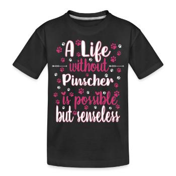 Leben Liebe Hunderasse Pinscher Hund - Kinder Premium Bio T-Shirt - Schwarz - Vorne