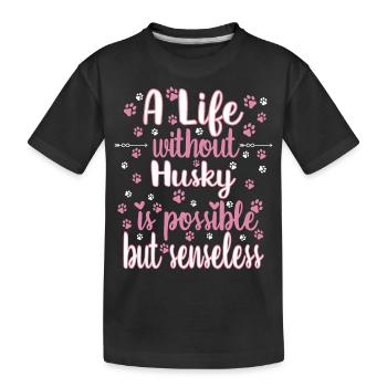 Leben Liebe Hunderasse Husky Hund - Kinder Premium Bio T-Shirt - Schwarz - Vorne