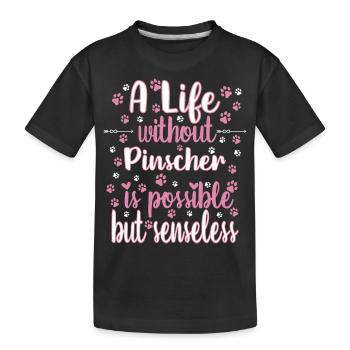 Leben Liebe Hunderasse Pinscher Hund - Kinder Premium Bio T-Shirt - Schwarz - Vorne