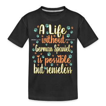 Hund Leben Liebe Hunderasse Spaniel - Kinder Premium Bio T-Shirt - Schwarz - Vorne