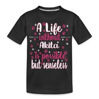 Hund Leben Liebe Hunderasse Akita - Kinder Premium Bio T-Shirt - Schwarz - Vorne