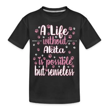 Hund Leben Liebe Hunderasse Akita - Kinder Premium Bio T-Shirt - Schwarz - Vorne