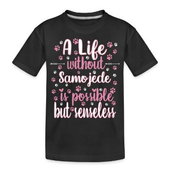 Hund Leben Liebe Hunderasse Samojede - Kinder Premium Bio T-Shirt - Schwarz - Vorne