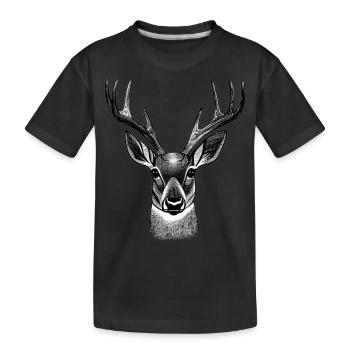 Hirschkopf im Herbst Hirsch Geweih Bock Reh Kitz - Kinder Premium Bio T-Shirt - Schwarz - Vorne