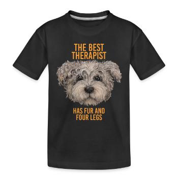 HUND DER BESTE THERAPEUT - Kinder Premium Bio T-Shirt - Schwarz - Vorne