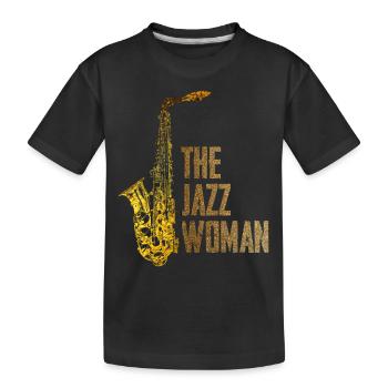Jazz Frau - Kinder Premium Bio T-Shirt - Schwarz - Vorne