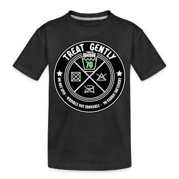 Schonend behandeln Unikat 70 | Farben änderbar - Kinder Premium Bio T-Shirt - Schwarz - Vorne
