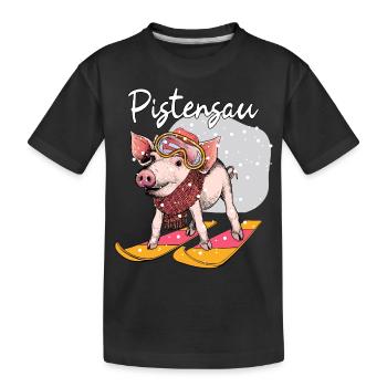 Pistensau Apres Ski Urlaub Geschenk - Kinder Premium Bio T-Shirt - Schwarz - Vorne