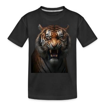 Starker Tiger mit einem wütenden Ausdruck wild - Kinder Premium Bio T-Shirt - Schwarz - Vorne