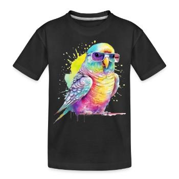 Perruche fraîche colorée avec des lunettes - T-shirt bio Premium Enfant - noir - Devant