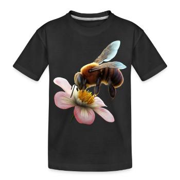 Bee on flower - Kids' Premium Organic T-Shirt - black - Front
