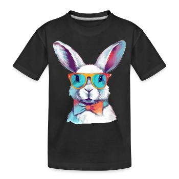 Lewis der Kaninchen mit der Brille - Kinder Premium Bio T-Shirt - Schwarz - Vorne