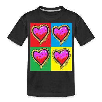 pop 4 Hearts - Kids' Premium Organic T-Shirt - black - Front