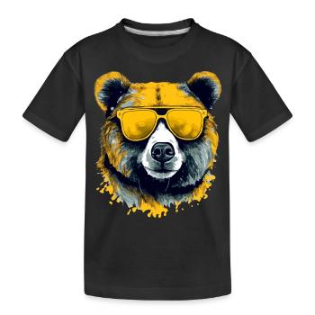 Arkor der Brillenbär - Kinder Premium Bio T-Shirt - Schwarz - Vorne