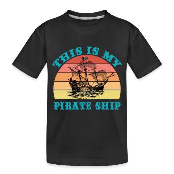 Ceci est mon bateau pirate - T-shirt bio Premium Enfant - noir - Devant