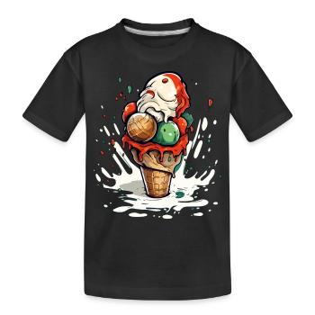 Cornet de glace myrtille pistache vanille - T-shirt bio Premium Enfant - noir - Devant