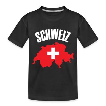 Schweiz - Schweiz Karte Schweizer Flagge - Kinder Premium Bio T-Shirt - Schwarz - Vorne