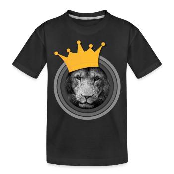 Photo en gros plan d’un lion avec couronne - T-shirt bio Premium Enfant - noir - Devant