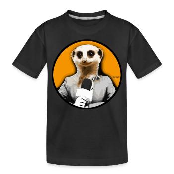 Meerkat Reporter Animal Face Listener Circle - Kids' Premium Organic T-Shirt - black - Front