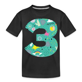 Personalisierte Geburtstagsnummer 3 - Kinder Premium Bio T-Shirt - Schwarz - Vorne