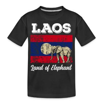 Laos Lao Laotian Flag Elephant Lao I Gift - Kids' Premium Organic T-Shirt - black - Front