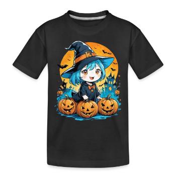 halloween sorciere et citrouille manga - T-shirt bio Premium Enfant - noir - Devant