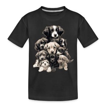 Niedliche Hunde - Kinder Premium Bio T-Shirt - Schwarz - Vorne