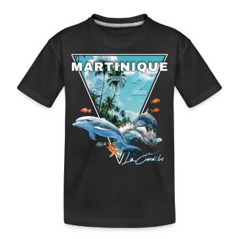 Martinique Karibik 972 Meeresbodendelfin - Kinder Premium Bio T-Shirt - Schwarz - Vorne