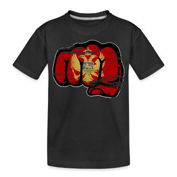 Montenegro Flagge Faust used - Kinder Premium Bio T-Shirt - Schwarz - Vorne