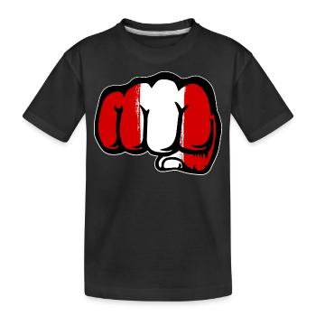 Peru Flagge Faust Hand - Kinder Premium Bio T-Shirt - Schwarz - Vorne