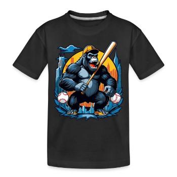 gorille avec chaine en or - T-shirt bio Premium Enfant - noir - Devant