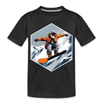 Snowboarder Vieil Homme Avec Barbe - T-shirt bio Premium Enfant - noir - Devant