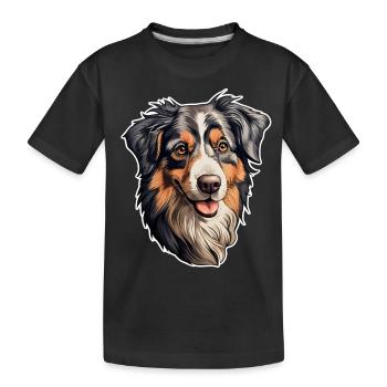 Australian Shepherd Kopf - Kinder Premium Bio T-Shirt - Schwarz - Vorne
