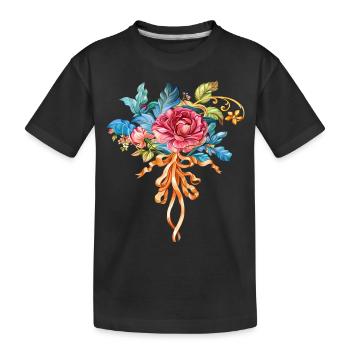 Fleurs Femmes girl power design art style féminin - T-shirt bio Premium Enfant - noir - Devant