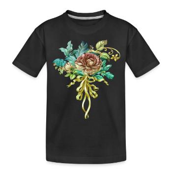 Fleurs Femmes girl power design art style féminin - T-shirt bio Premium Enfant - noir - Devant