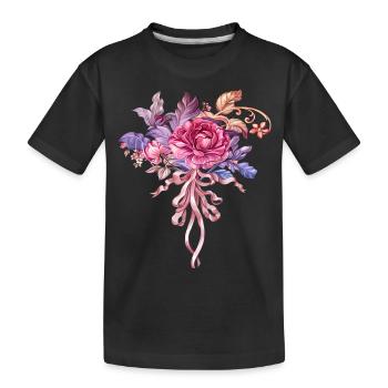 Fleurs Femmes girl power design art style féminin - T-shirt bio Premium Enfant - noir - Devant